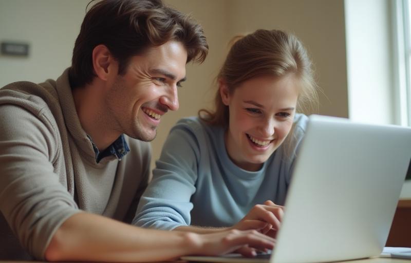 Instructor helping a student on a laptop during a digital skills training session.